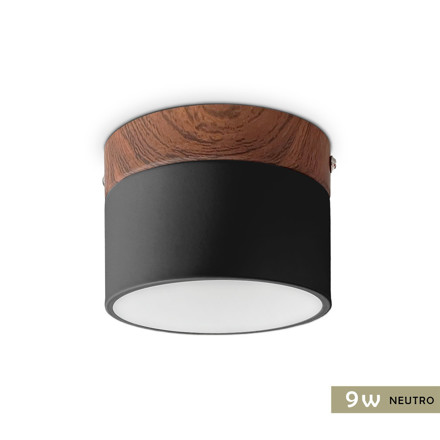 Imagen de PANEL LED 9W Neutro Negro-Madera Ø10cm