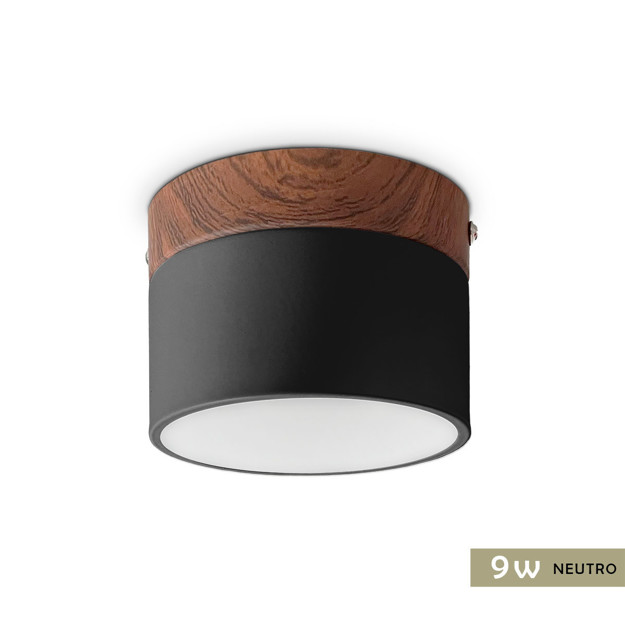 Imagen de PANEL LED 9W Neutro Negro-Madera Ø10cm