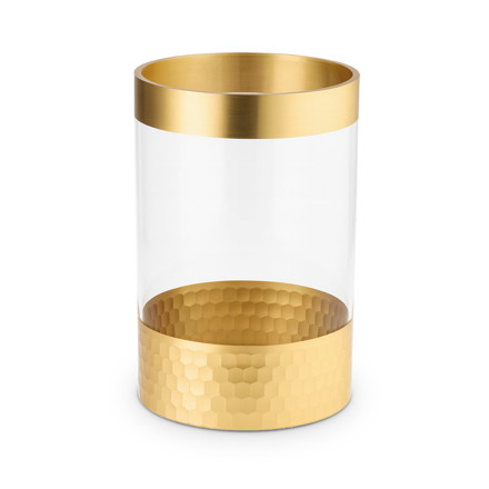 Imagen de FLORERO Vidrio Recto c/Dorado Ø15x25cm h