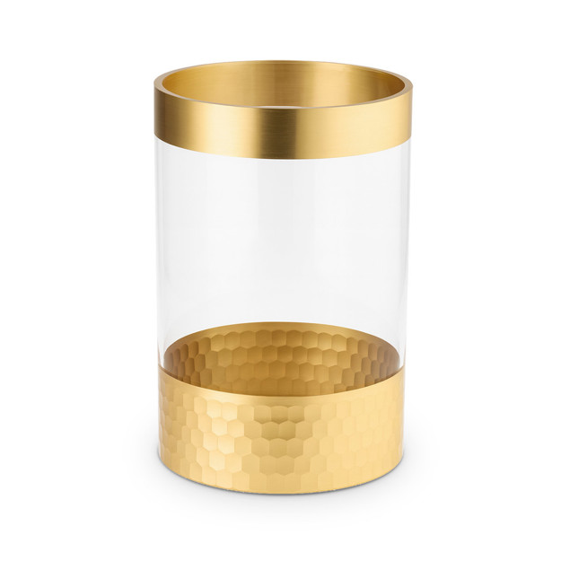 Imagen de FLORERO Vidrio Recto c/Dorado Ø15x25cm h