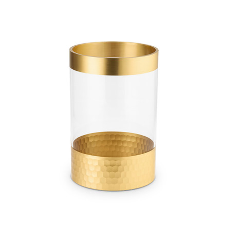 Imagen de FLORERO Vidrio Recto c/Dorado Ø12.5x19.5cm h