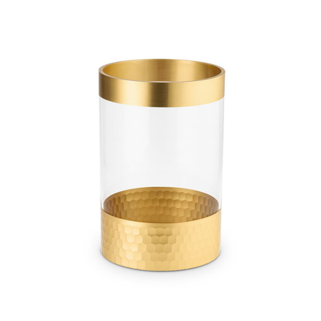 Imagen de FLORERO Vidrio Recto c/Dorado Ø12.5x19.5cm h