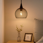 Imagen de Colgante 1 Luz E27 Esfera Calada Negra Ø18x16cm