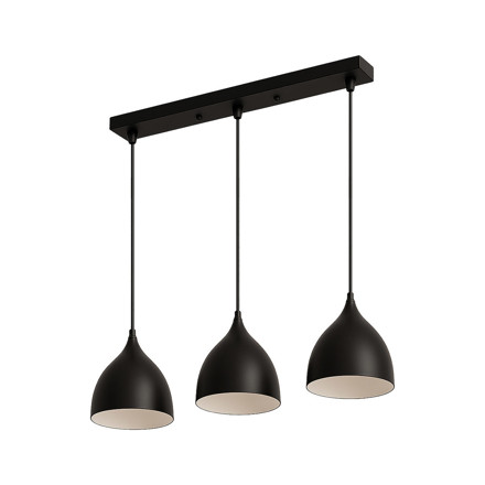 Imagen de Colgante 3 Luces E27 Copa Negra Ø16.5cm