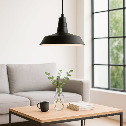 Imagen de Colgante 1 Luz E27 Campana Vintage Negro Ø36cm