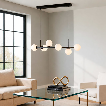Imagen de Colgante 6 Luces E27 Chaos Negro 110cm
