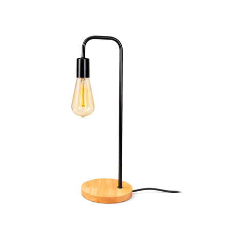 Imagen de Lampara de Mesa Negra con Madera