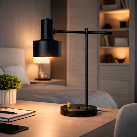 Imagen de Lampara de Escritorio Ejecutiva Negra 45cm H