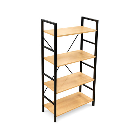 Imagen de Estantería Metálica Negro y Madera 4 Estantes 60x28x116cm