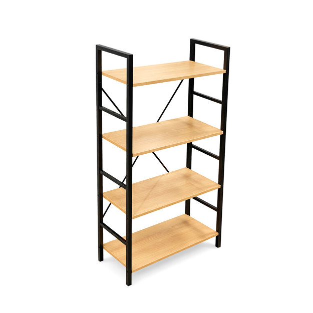 Imagen de Estantería Metálica Negro y Madera 4 Estantes 60x28x116cm