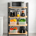 Imagen de Estantería Metálica Negro y Madera 4 Estantes 60x28x116cm