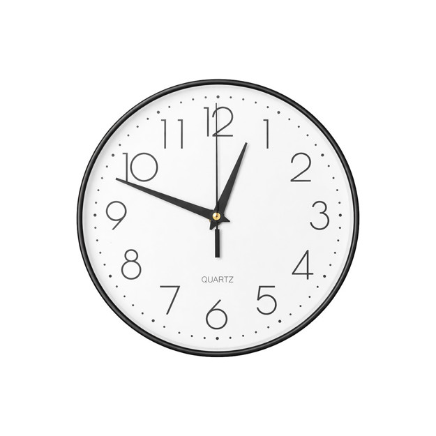 Imagen de Reloj de Pared 25cm Marco Negro / Int Blanco Quartz