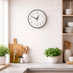 Imagen de Reloj de Pared 25cm Marco Negro / Int Blanco Quartz