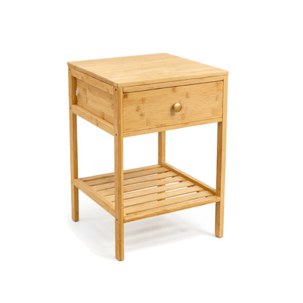 Imagen de Mesa de Luz 1 Cajón y Estante Madera Natural Bambú