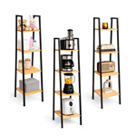 Imagen de Estantería Metálica Negro y Madera 4 Estantes 34x33x138cm H