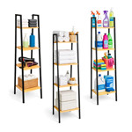 Imagen de Estantería Metálica Negro y Madera 4 Estantes 34x33x138cm H