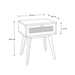 Imagen de Mesa de Luz Nórdica Madera-Rattan 1 Cajón
