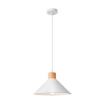 Imagen de Colgante Campana Blanco con Madera 1 Luz E27 30cm