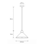 Imagen de Colgante Campana Negra con Madera 1 Luz E27 Ø30cm