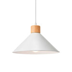 Imagen de Colgante Campana Blanco con Madera 1 Luz E27 30cm
