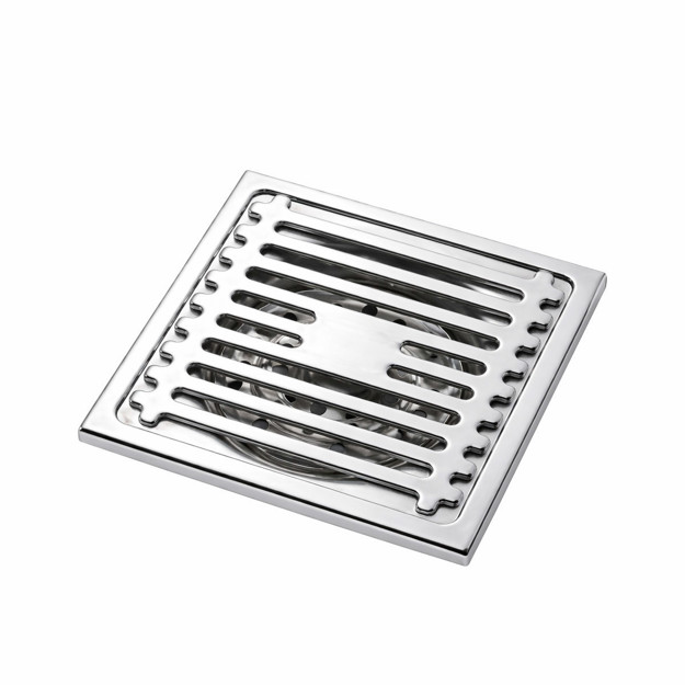 Imagen de Rejilla Desagüe Acero Cromada 10x10cm c/Sifón