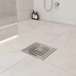 Imagen de Rejilla Desagüe Acero Cromada 10x10cm c/Sifón