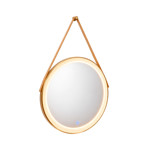 Imagen de Espejo Redondo 60cm, Luz LED, Marco y Cuero Natural