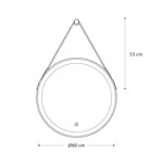 Imagen de Espejo Redondo 60cm, Luz LED, Marco y Cuero Natural