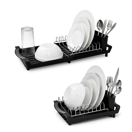 Imagen de Escurridor de platos p/Pileta Negro-Acero 29-49x20x12.5cm