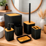 Imagen de SET de Baño 6 Piezas Negro-Bambu