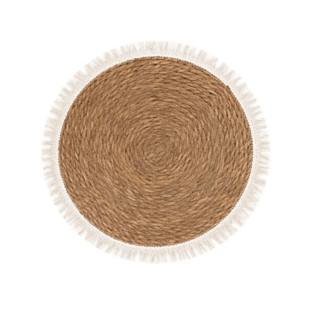 Imagen de Individual Rústico Fibra Natural y Bordado Ø40cm