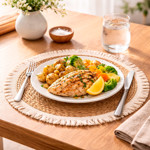 Imagen de Individual Rústico Fibra Natural y Bordado Ø40cm