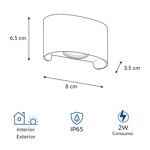 Imagen de Aplique LED Bidireccional 2w Cálido Yoko Blanco 8x3.5x6.5cm H