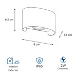 Imagen de Aplique LED Bidireccional 2w Cálido Yoko Negro 8x3.5x6.5cm H