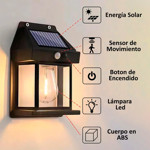 Imagen de FAROL 1 Luz Pared Solar c/Sensor Negro IP65 12x6x17cm H