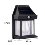 Imagen de FAROL 1 Luz Pared Solar c/Sensor Negro IP65 12x6x17cm H