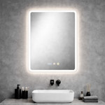 Imagen de ESPEJO LED 60x80cm Vertical Luz Variable Desempañante c/Reloj