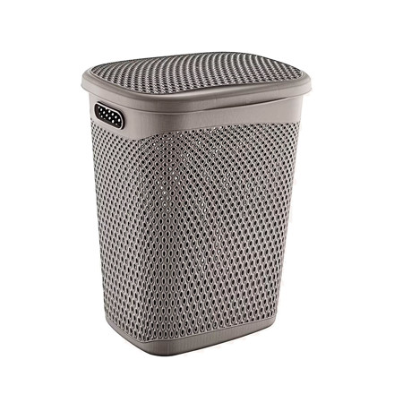 Imagen de CESTO de Ropa Plastico Simil Rattan 55Lts Marron 45x39x57cm