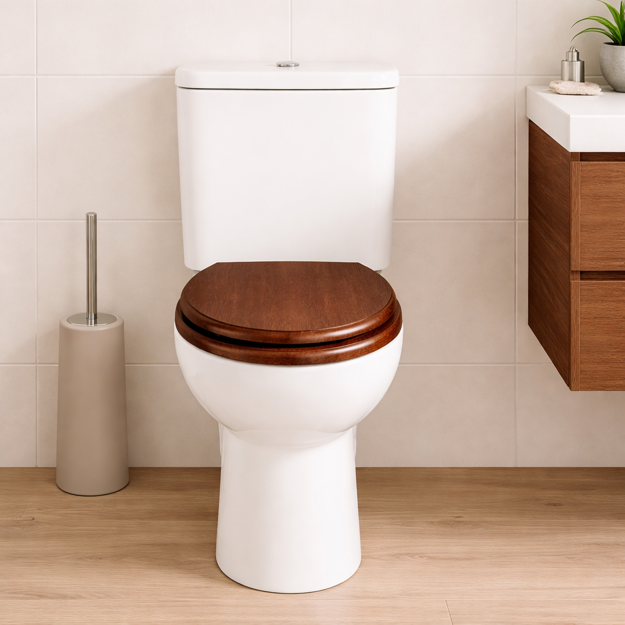 Imagen de TAPA W.C. Cedro Oval Herr. Cierre lento Acero