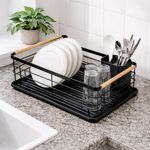 Imagen de ESCURREPLATOS Mix 2 c/cubiertera Negro/Madera