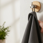 Imagen de Percha Adhesiva 1 Gancho Acero-Bambu