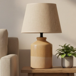 Imagen de Lámpara Cerámica Nórdica Beige c/Pantalla E14