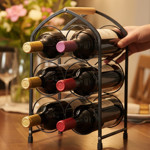 Imagen de Portavinos para 6 Botellas Hierro y Madera Nat. 20x13x34cm H