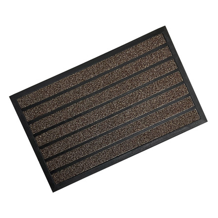 Imagen de FELPUDO 45x75cm Negro c/Goma Franjas Marron