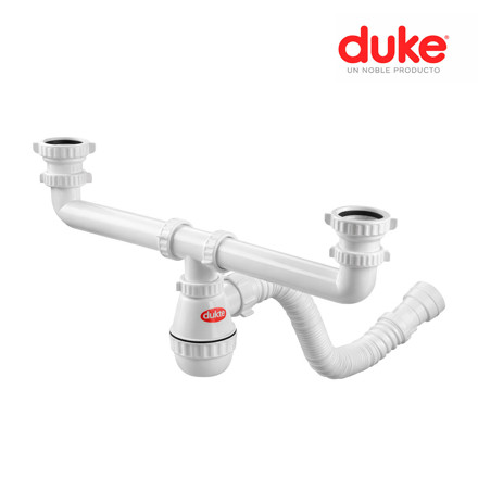 Imagen de SIFON "Botella" p/Cocina 2 Salidas Fuelle 40mm Duke