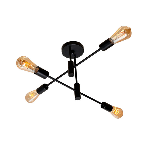 Imagen de CENTRO 4 Luces E27 de Techo 2 Barras Cruzadas Negro