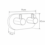 Imagen de Percha Adhesiva 2 Ganchos Acero-Bambu 9x4.5x4cm Prof.