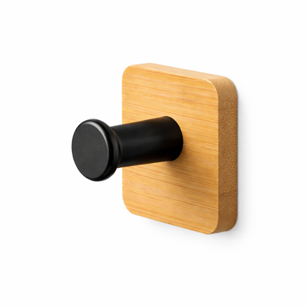 Imagen de Percha Adhesiva 1 Gancho Negro Bambu