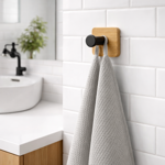 Imagen de Percha Adhesiva 1 Gancho Negro Bambu