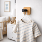 Imagen de Percha Adhesiva 1 Gancho Negro Bambu